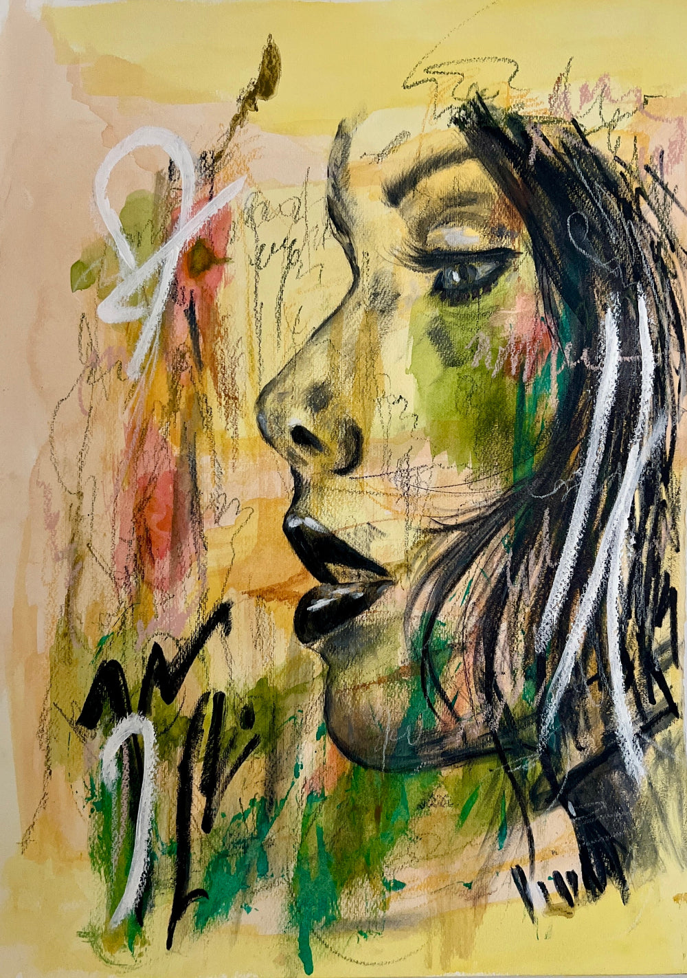 Fine Art mixed media painting Modern wall home decore Maliheh Yousefi