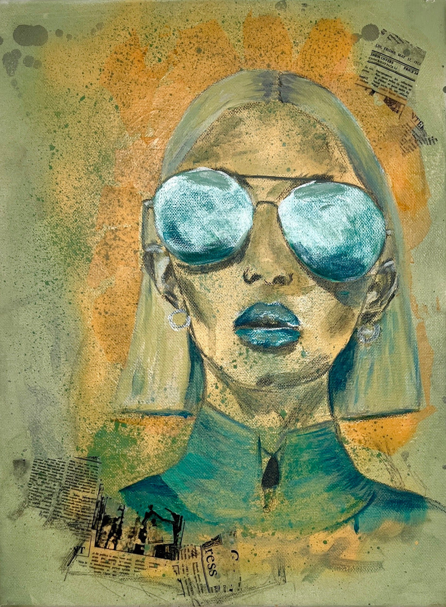 Fine Art mixed media painting Modern wall home decore Maliheh canvas  Yousefi