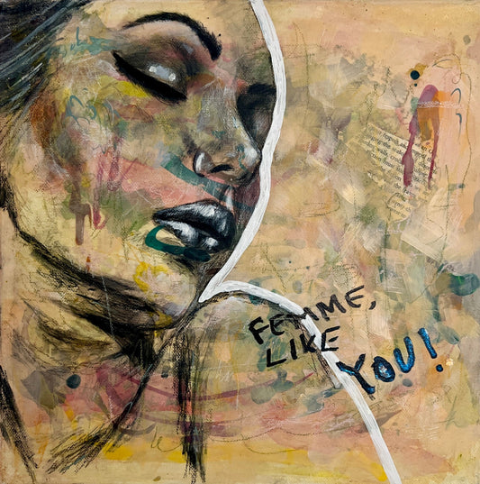 Fine Art mixed media painting Modern wall home decore  canvas Maliheh Yousefi