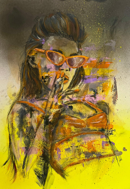 Fine Art mixed media painting Modern wall home decore Maliheh Yousefi