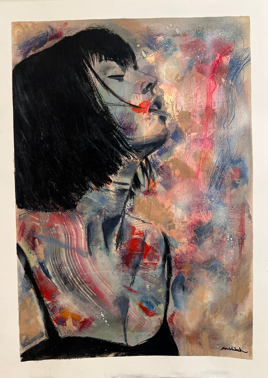 Fine Art mixed media painting Modern wall home decore Maliheh Yousefi